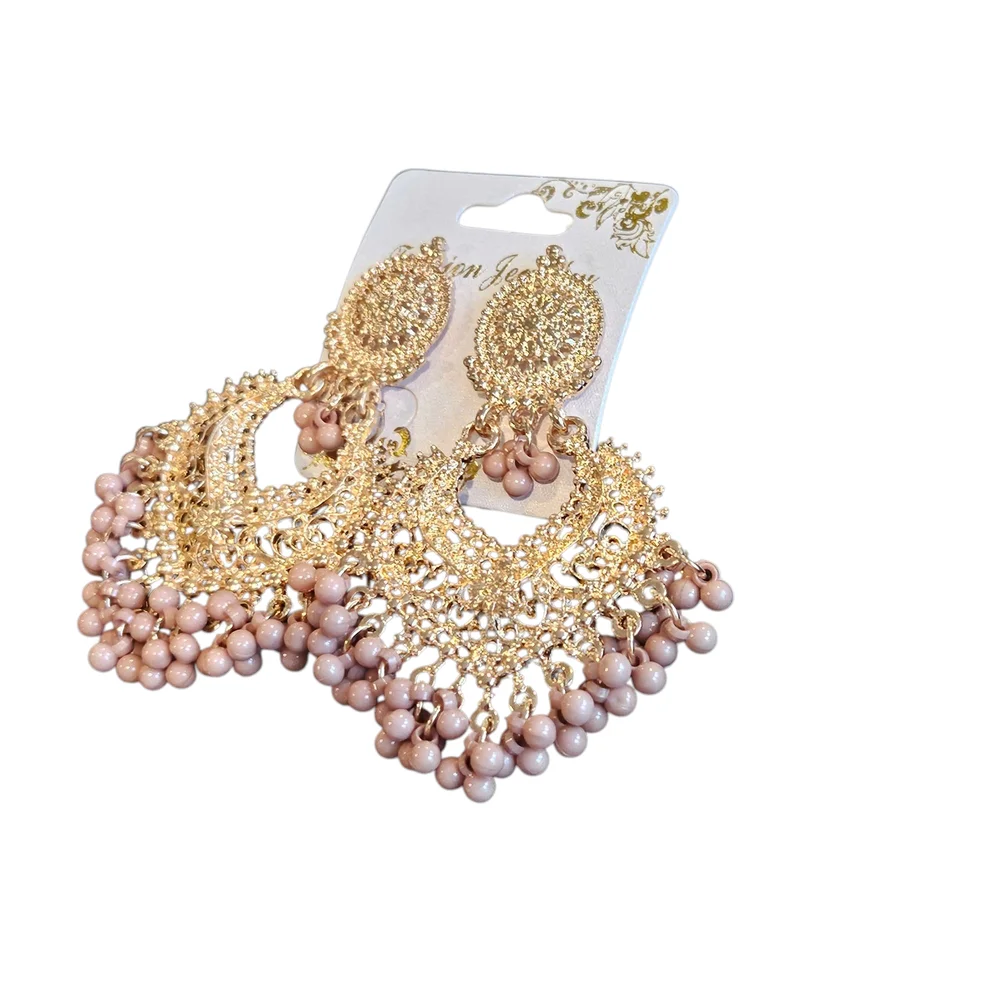 NWT - Elegant Gold and Pink Dangle Earrings